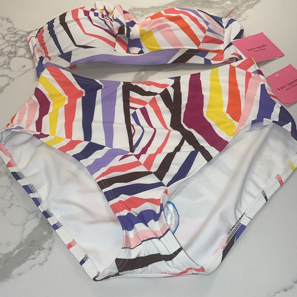 Kate Spade New York Bikini swimsuit Geobrella multi color Abstract 2 Piece Small - Picture 4 of 12